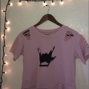ripped pink crop top